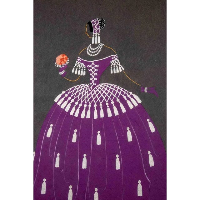 Modern Erté, La Traviata, Clara, 1st Act, Gouache on Paper, 1951 For Sale - Image 3 of 4