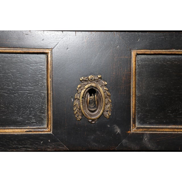 French Louis XVI Style Ebonized Demilune Marble Top Sideboard For Sale - Image 10 of 14
