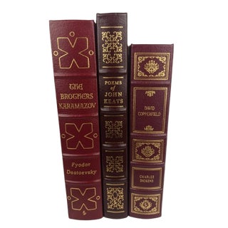 Vintage Easton Press Genuine Leather Classics, Burgundy & Gold Gilt, Set of 3 For Sale