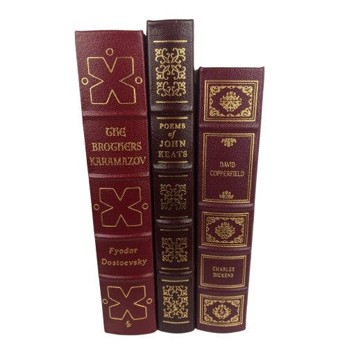 Vintage Easton Press Genuine Leather Classics, Burgundy & Gold Gilt, Set of 3 For Sale