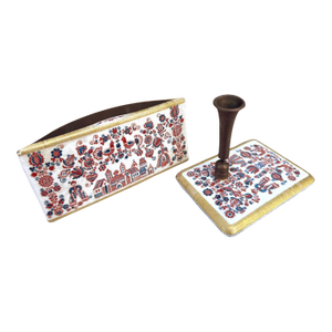 Vintage Austrian Eva Scherer Wien Metal Blotter & Pen Holder Set