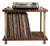 Industrial Solid Oak and Brass Turntable Console With Vinyl Storage For Sale