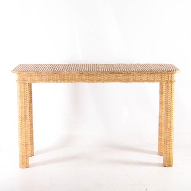 Woven Wicker Console Table For Sale - Image 4 of 11