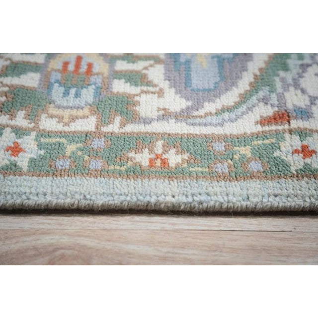 Indian 8x10 Hand-Knotted Wool Floral Sky Blue Classic Traditional Modern Carpet Rug For Sale - Image 3 of 8