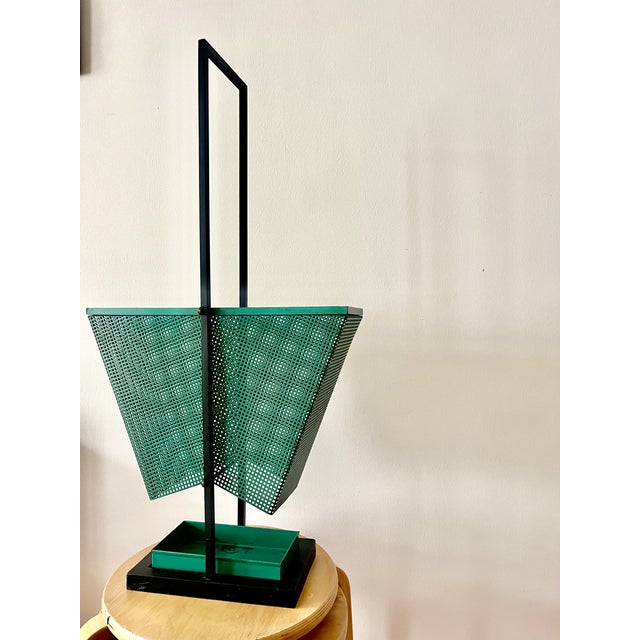 Vintage Green and Black Metal Umbrella Stand, 1950s For Sale - Image 6 of 12