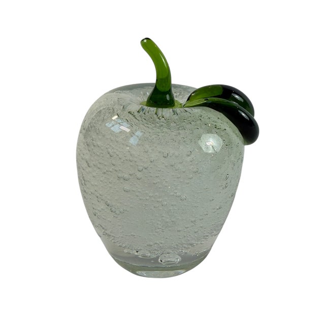 1970's Vintage Murano Glass Style Apple Paperweight For Sale - Image 4 of 11