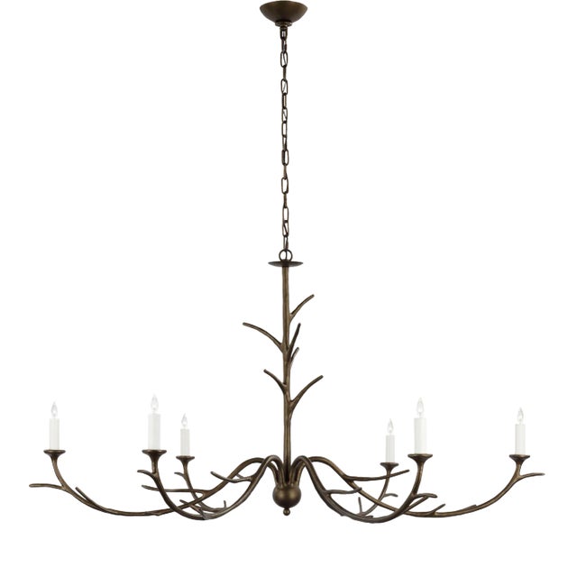 Julie Neill for Visual Comfort Signature Iberia Large Chandelier in Antique Bronze Leaf For Sale