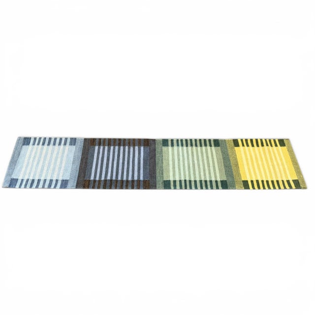 2000 - 2009 Handwoven Kilim Runner | 1'8" X 8'8" | Scandinavian-Inspired Color Block Design | Indian Flatweave Wool Rug For Sale - Image 5 of 5