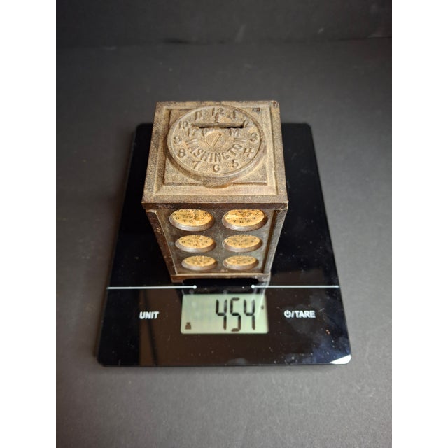 Antique Arcade Cast Iron World Times Clock Still Bank Original Paper Insert C. 1910 For Sale - Image 15 of 15