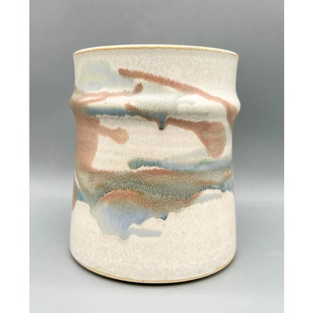 Contemporary Vintage Southwest Style Studio Pottery Cachepot/ Utensil Holder – Signed – Folk Art / Desert Boho For Sale - Image 3 of 9