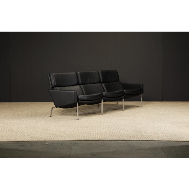 Black Leather FK-883 Three-Seat Sofa by Preben Fabricius & Jorgen Kastholm For Sale In Los Angeles - Image 6 of 12