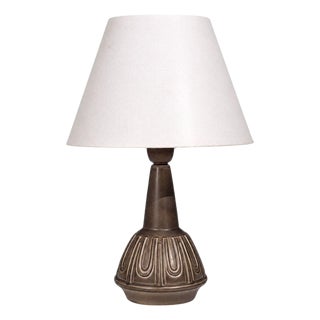 1960s Mid-Century Modern Einar Johansen, Table Lamp, Chocolate Brown Stoneware For Sale