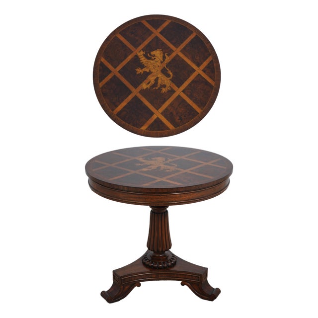 Maitland Smith Round Inlaid Accent Table For Sale