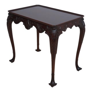 Kindel Irish Georgian Collection Carved Mahogany Tea Table For Sale