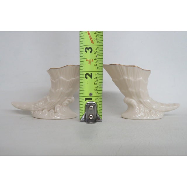 Lenox China Porcelain Cornucopia Pair of 2 Made in Usa With 24k Gold Trim 4927b For Sale In Miami - Image 6 of 13