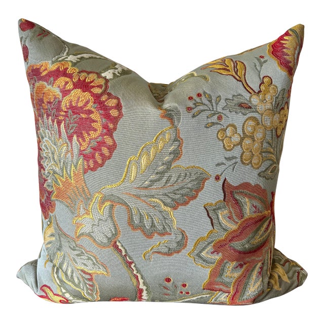 Floral Brocade Feather Down Pillow For Sale