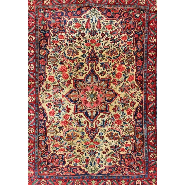 Antique Persian Medallion Bidjar Colorful Rug in Ivory, Navy Blue and Red 3'4 X 5'0 For Sale - Image 4 of 13