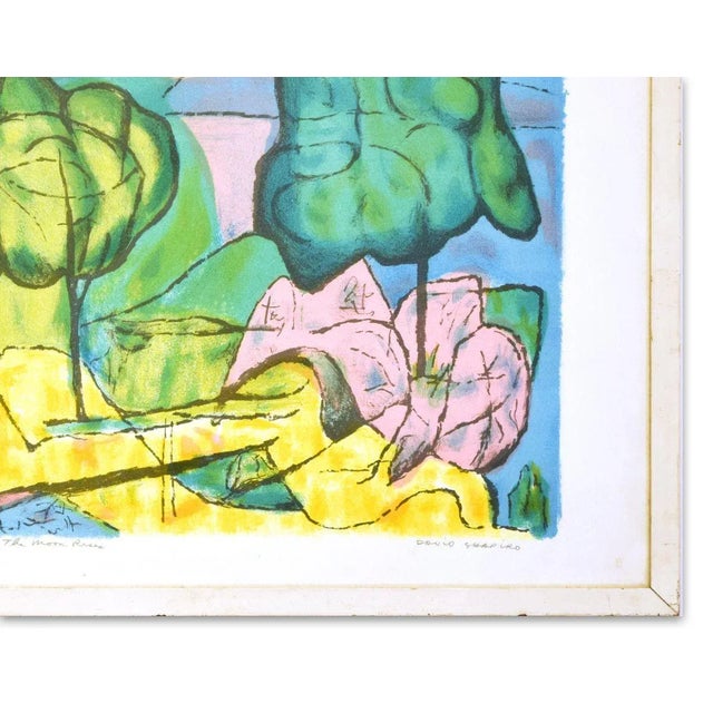 Image dimensions: 40 x 60 cm. The colorful landscape is a beautiful color lithograph on paper, realized by the American...