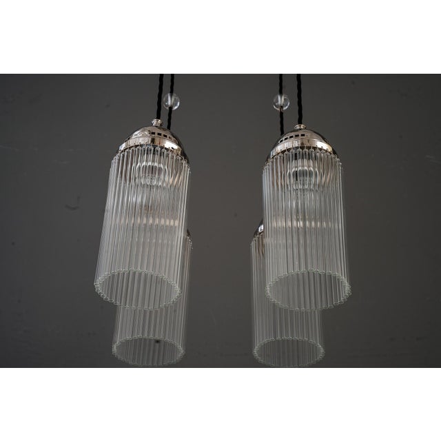 Art Deco Nickel Chandelier with Glass Sticks, 1920s For Sale - Image 17 of 18