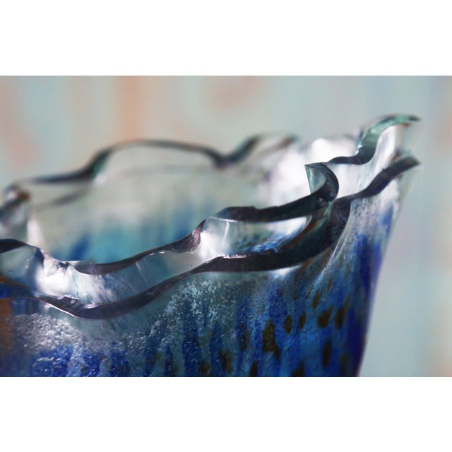 Anactacia Glass Double Ribbon Art Vase Handmade in Greece 10" For Sale - Image 9 of 9