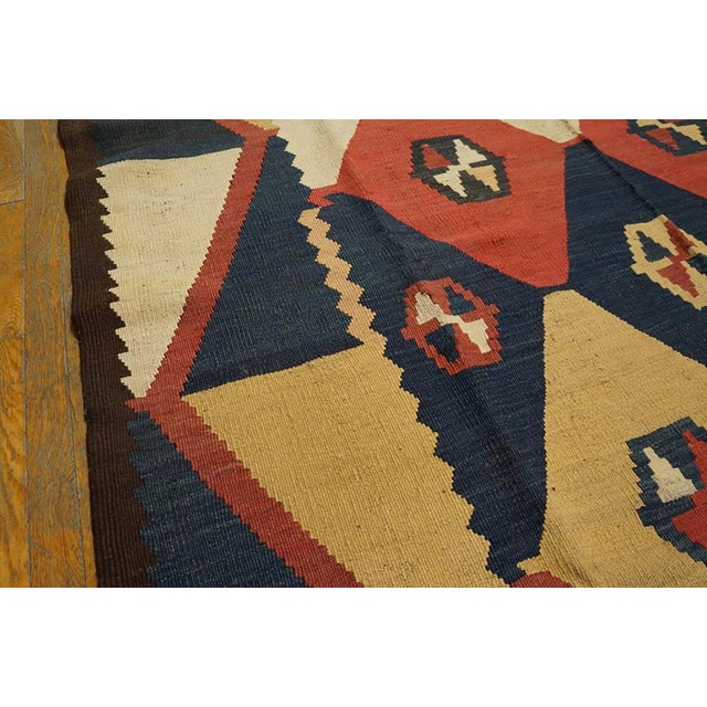 Early 20th Century 1920s Multicolor Geometric Kilim Antique Central Asian Tajik Rug Flat-Weave 6'8" X 15'8" Wool Carpet For Sale - Image 5 of 7