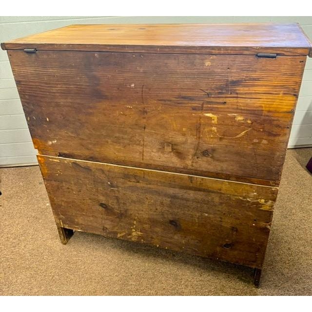 Brown Antique American Early 19th Century 2 Drawer Pine Blanket Chest For Sale - Image 8 of 11