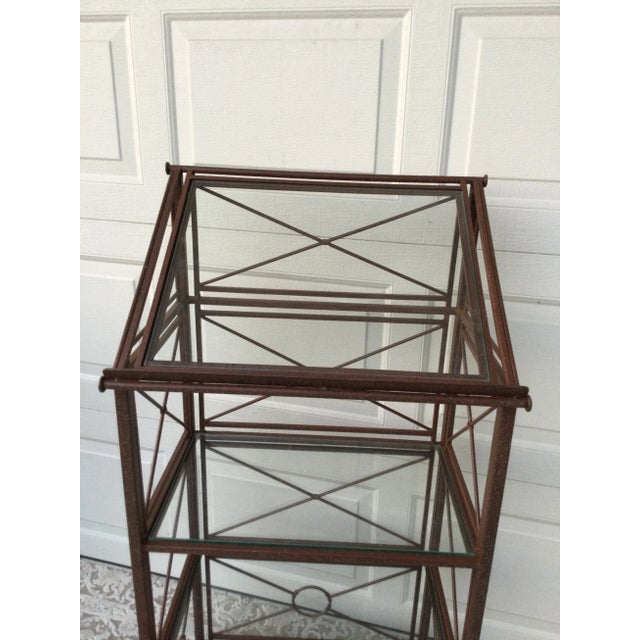 Brown Vintage Iron & Glass Étagère Display Shelf For Sale - Image 8 of 12