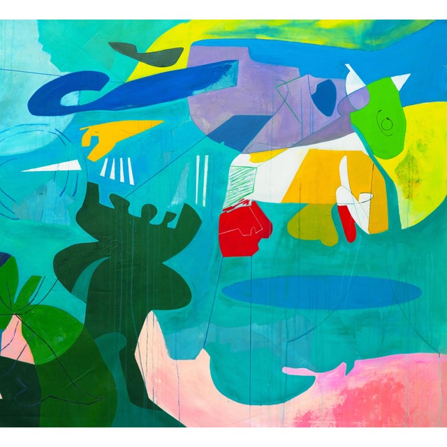 Isabel Brinck Original Abstract Painting on Canvas "Rain Check" For Sale - Image 4 of 4