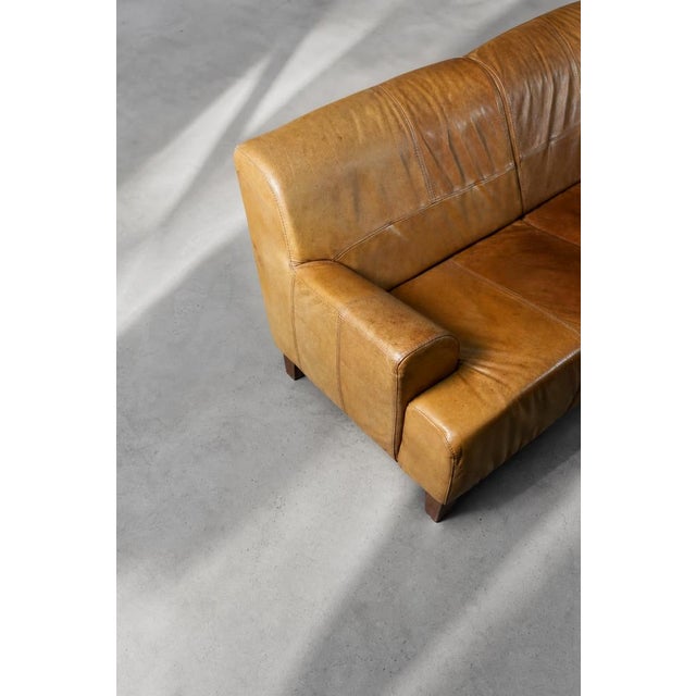 Mid-Century Modern Industrial Brown Leather 3-Seater Sofa, 1960s For Sale - Image 15 of 18