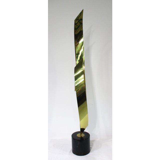 Curtis Jere Large Brass and Marble Flame Sculpture For Sale - Image 11 of 12