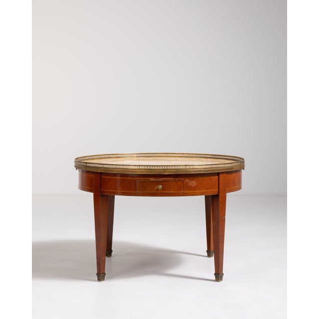 Louis XVI Bouillotte Coffee Table with Marble Top and Brass Accents, Neoclassical Style, France, Early 20th Century For Sale In Greensboro - Image 6 of 17