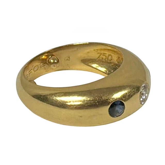 Cartier Cartier 18k Yellow Gold Diamond Sapphire Gypsy Ring, France For Sale - Image 4 of 8