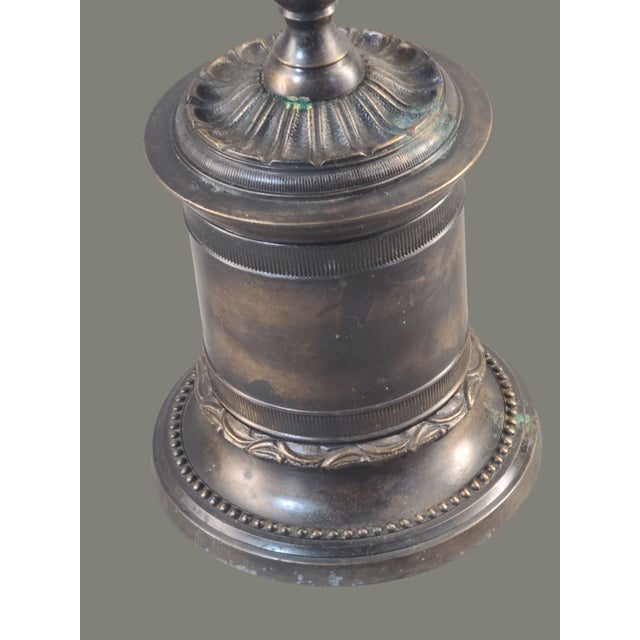 Antique Ornate Bronze Candle Stick Candle Holder For Sale - Image 10 of 12