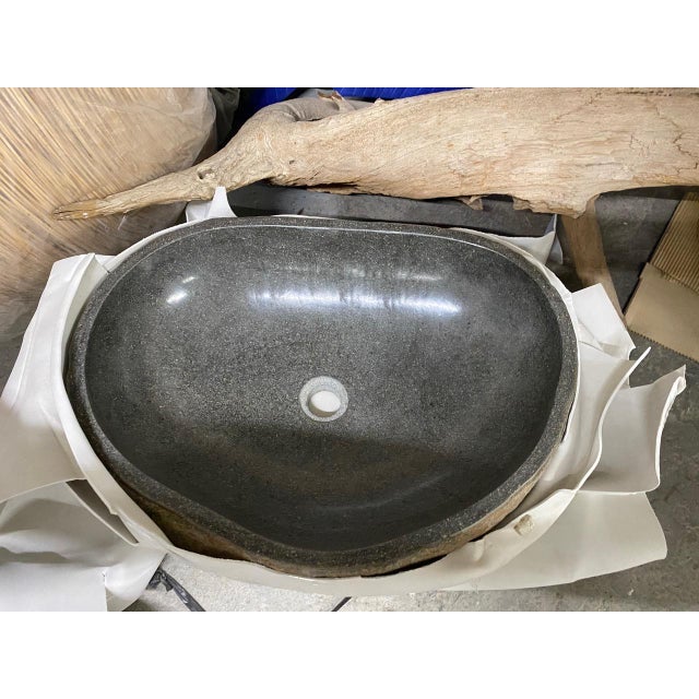 Gray Andrianna Shamaris River Rock Vessel For Sale - Image 8 of 18