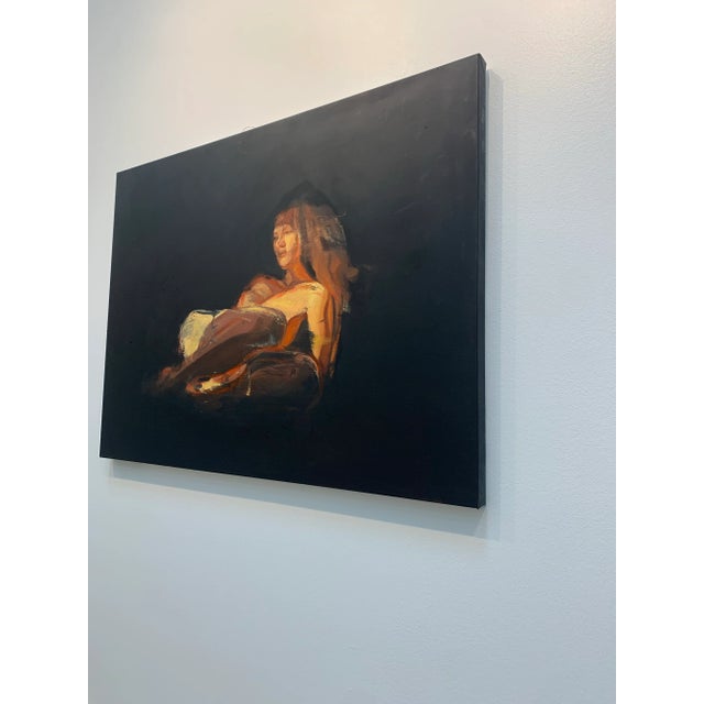 Contemporary Expressionist Nude Figure in Dark Original Oil Painting For Sale - Image 3 of 6