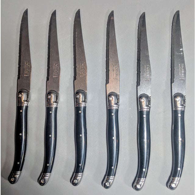 French Modern Jean Dubost Laguiole Handmade Stainless Steel and Black