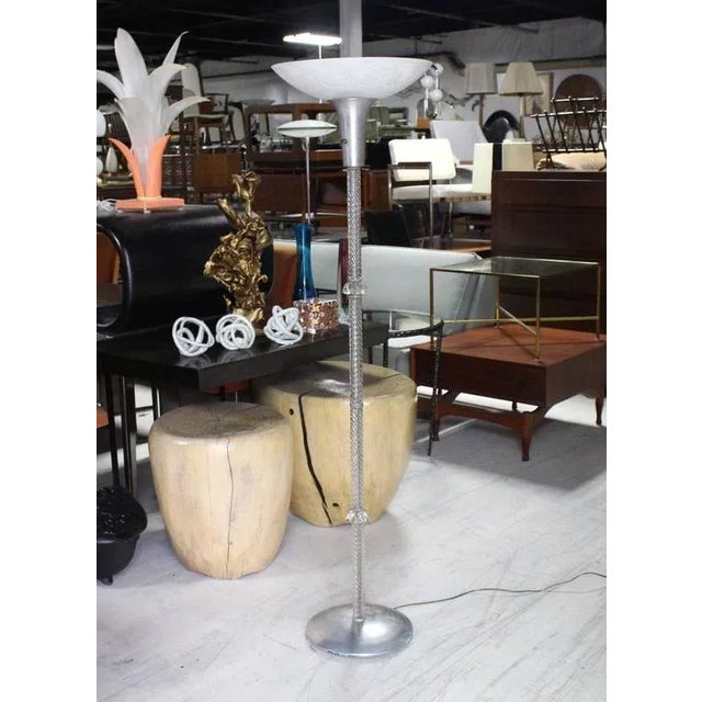 Mid-Century Modern Vintage Mid Century Twisted Glass Pole Floor Lamp For Sale - Image 3 of 9