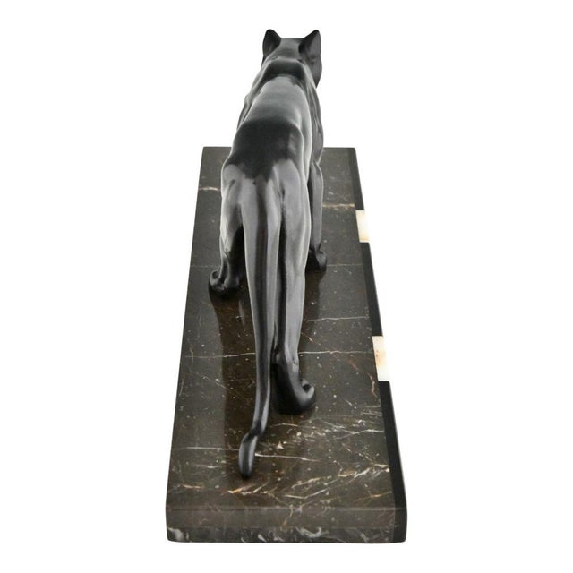 M. Leducq, Art Deco Panther, 1930, Metal on Marble Base For Sale - Image 6 of 11