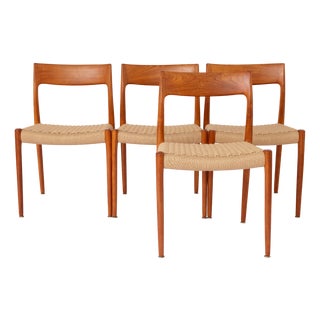 Vintage Model 77 Chairs in Teak by Niels Otto Møller for J.L. Møllers, 1960s, Set of 4 For Sale