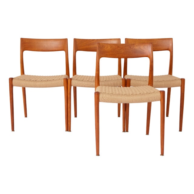 Vintage Model 77 Chairs in Teak by Niels Otto Møller for J.L. Møllers, 1960s, Set of 4 For Sale