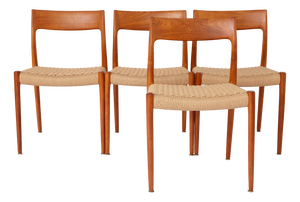 Vintage Model 77 Chairs in Teak by Niels Otto Møller for J.L. Møllers, 1960s, Set of 4