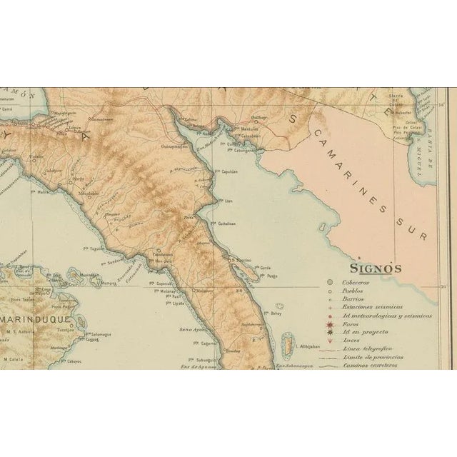 Late 19th Century Map of Southern Luzon and Camarines Provinces, 1899 For Sale - Image 5 of 9