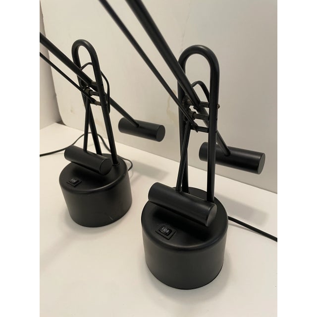 1990s Pair Black Postmodern Table Lamps For Sale - Image 5 of 9