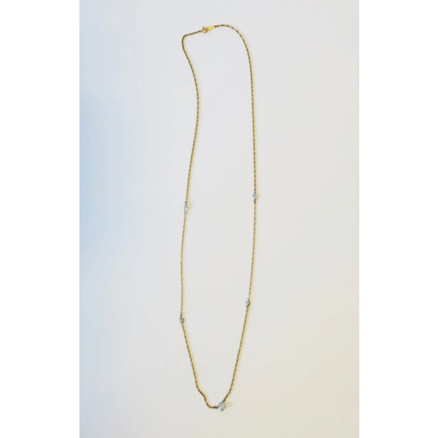 Antique Old European Cut Diamond Necklace, Five Bezel-Set Diamonds, 14k Gold Chain For Sale - Image 11 of 12