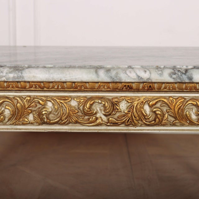 French Decorated Marble Topped Coffee Table, 1920s For Sale - Image 10 of 11