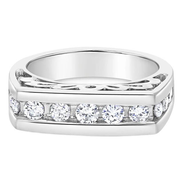Mens Diamond Wedding Band .80cttw 14k White Gold, Size 13 For Sale