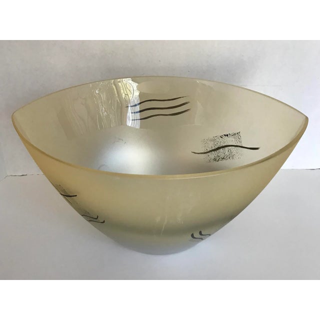 1980s Art Deco Oblong Painted Glass Bowl For Sale - Image 4 of 9