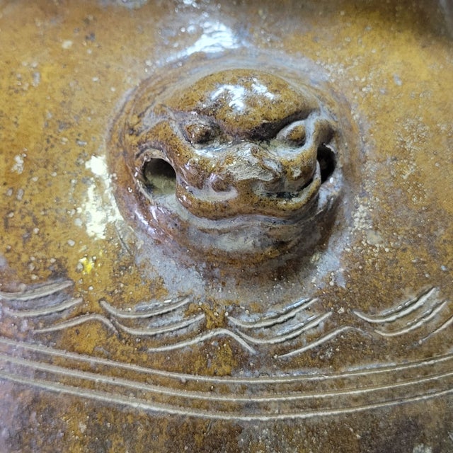 Brown Large Antique Chinese Martaban Stoneware Dragon Jar, Qing Dynasty Circa 1850 For Sale - Image 8 of 12