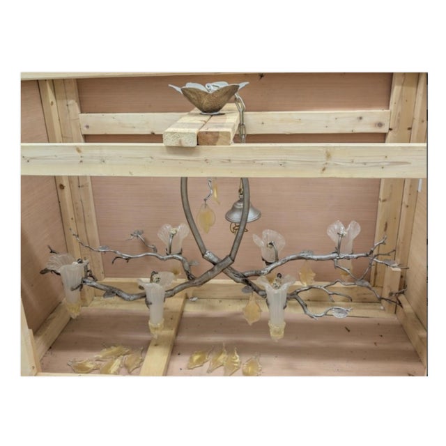 Vintage Murano Gold Flake Glass Chandelier With "Silver" Branches For Sale - Image 9 of 9