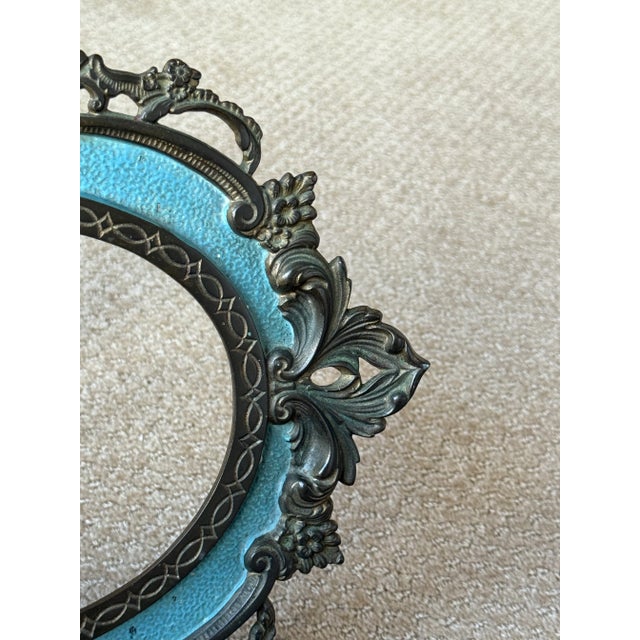 Mid 20th Century Exquisite Antique Victorian Brass & Iron Works Picture Frame Ornate 13” X 10” X 1" For Sale - Image 5 of 12